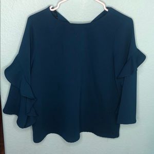 Ruffled Blue Blouse